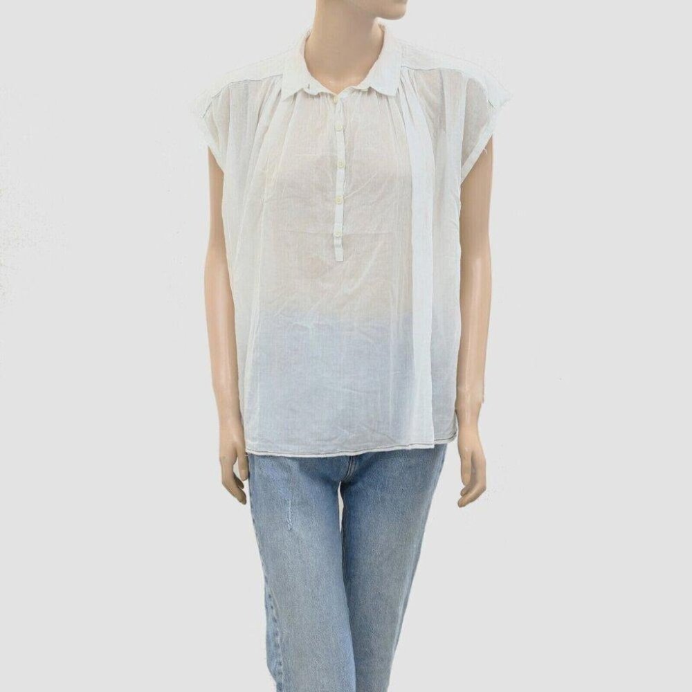 Zadig & Voltaire Ivory Kimono Tunic Top Cotton Oversized Solid Shirt S